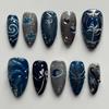 24pcs Manicure Long Almond False Nails Simple Cherry Color Fake Nials French Detachable Press on Nails Women