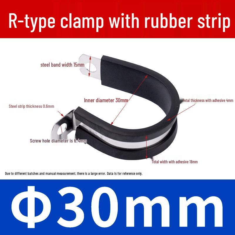 Stainless Steel R-Type Rubber Strip Shock-Absorbing Pipe Clamp