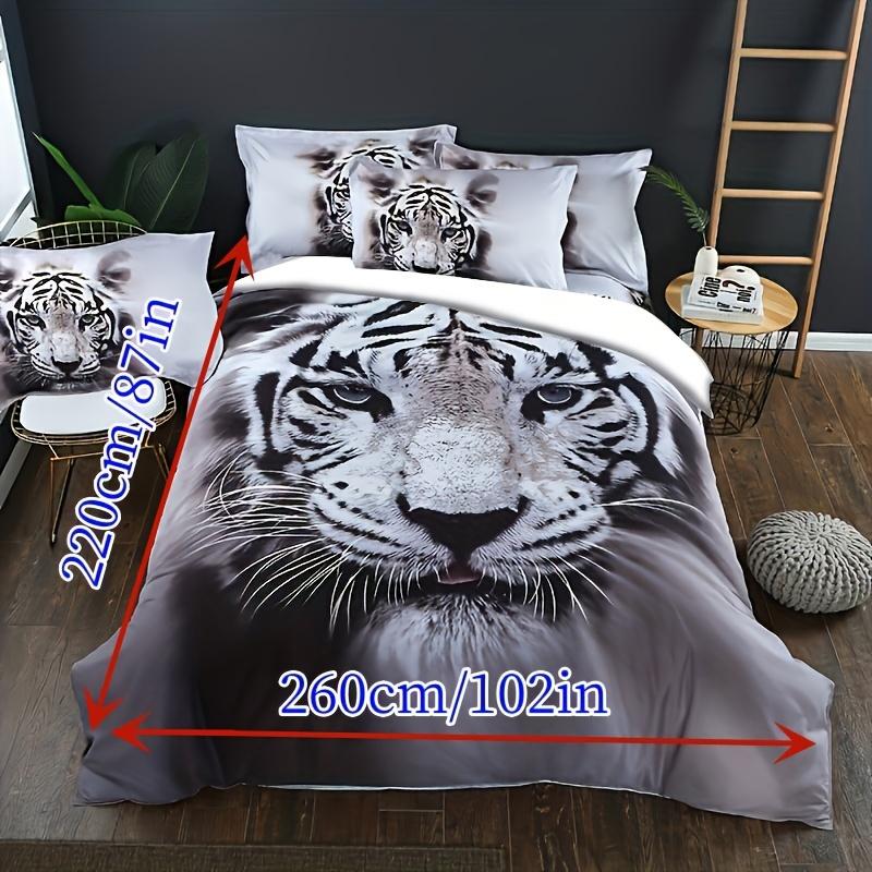 3Piece White Tiger Bedding Collection  Vibrant Hd Printed Duvet Cover  Pillowcases Soft  Cozy  Perfect For Bedroom Guest Room