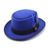 Men'S And Women'S Woolen Top Hats, Bowler Woolen Top Hats, Gentleman'S Jazz Hats, Black And Blue Feathers Czy-224