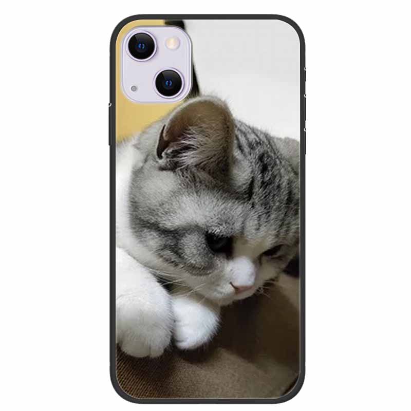 For iPhone 14/14 Plus Case Black Silicone Soft TPU Luxury Flower Animal Back Cover For iPhone 14/14 Plus New Shells for iPhone14