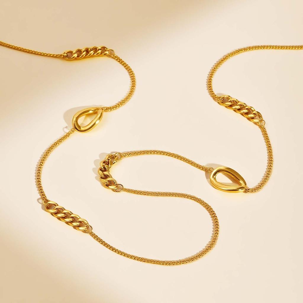 Collar Apilable Irregular para Mujeres Niñas, Collares Geométricos en Forma de Anillo de Acero Inoxidable Chapado en Oro, Joyería de Vestir con Colgantes
