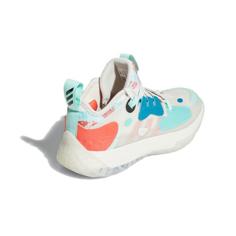 adidas Harden Vol.5 Tessuto Resistente all'Abrasione Scarpe da Pallacanestro Basse per Bambini Bianco Verde Rosso FZ5454