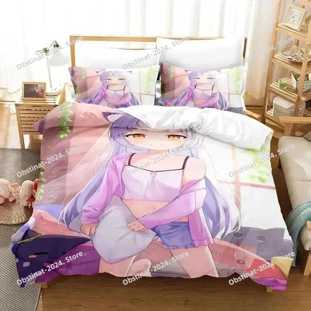 Murasaki Shion Bedding Set Printed Single Comforter Duvet Cover Pillow Case 3 Pieces Sets Kids Adult Size Anime Kawaii Girl Bed