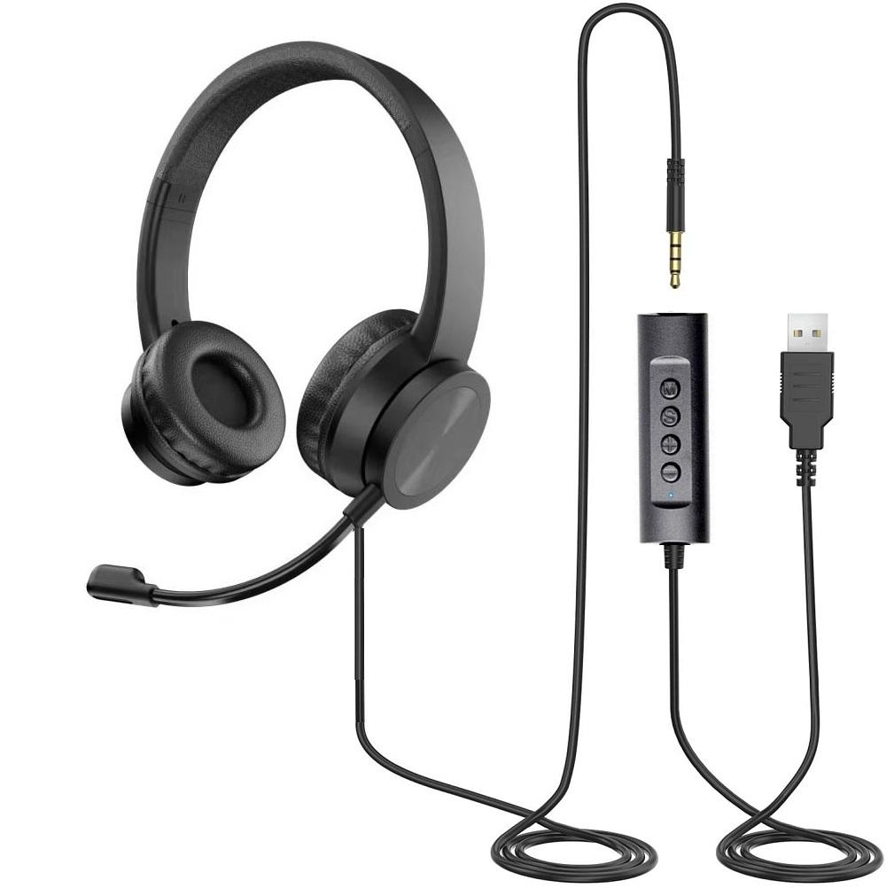 Custom 3.5mm Interface Over-Ear Wired Headphone with Mic Music Earphones & Headset for Office & TV
