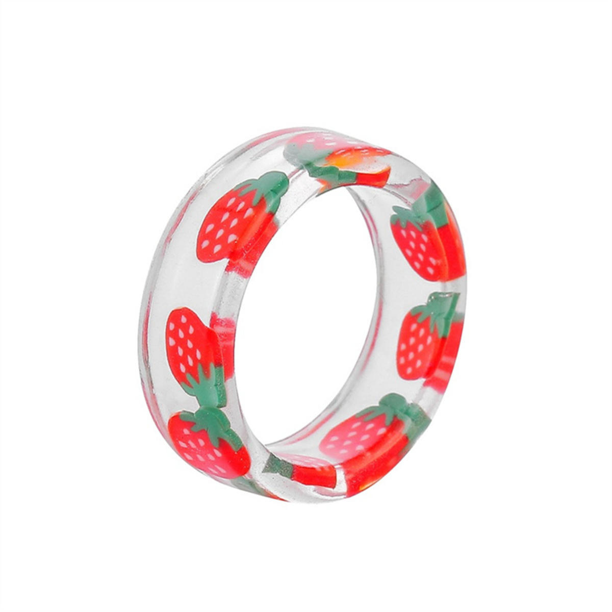 

Cute Charm Colorful Transparent Rings Fruits Pattern Resin Rings Trendy Travel Wedding Finger Jewelry Gifts Women Accessories