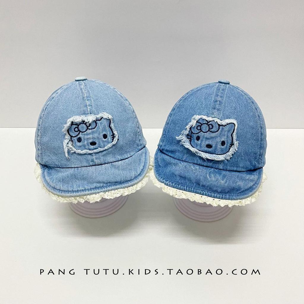 Chapéu de Bebê Jeans Gatinho Fofo - Boné com Aba Macia para Proteção Solar de Crianças Pequenas na Primavera e Outono