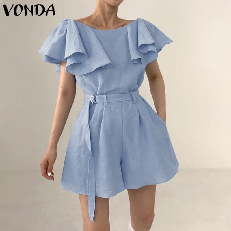 

Летние женские однотонные короткие комбинезоны VONDA
