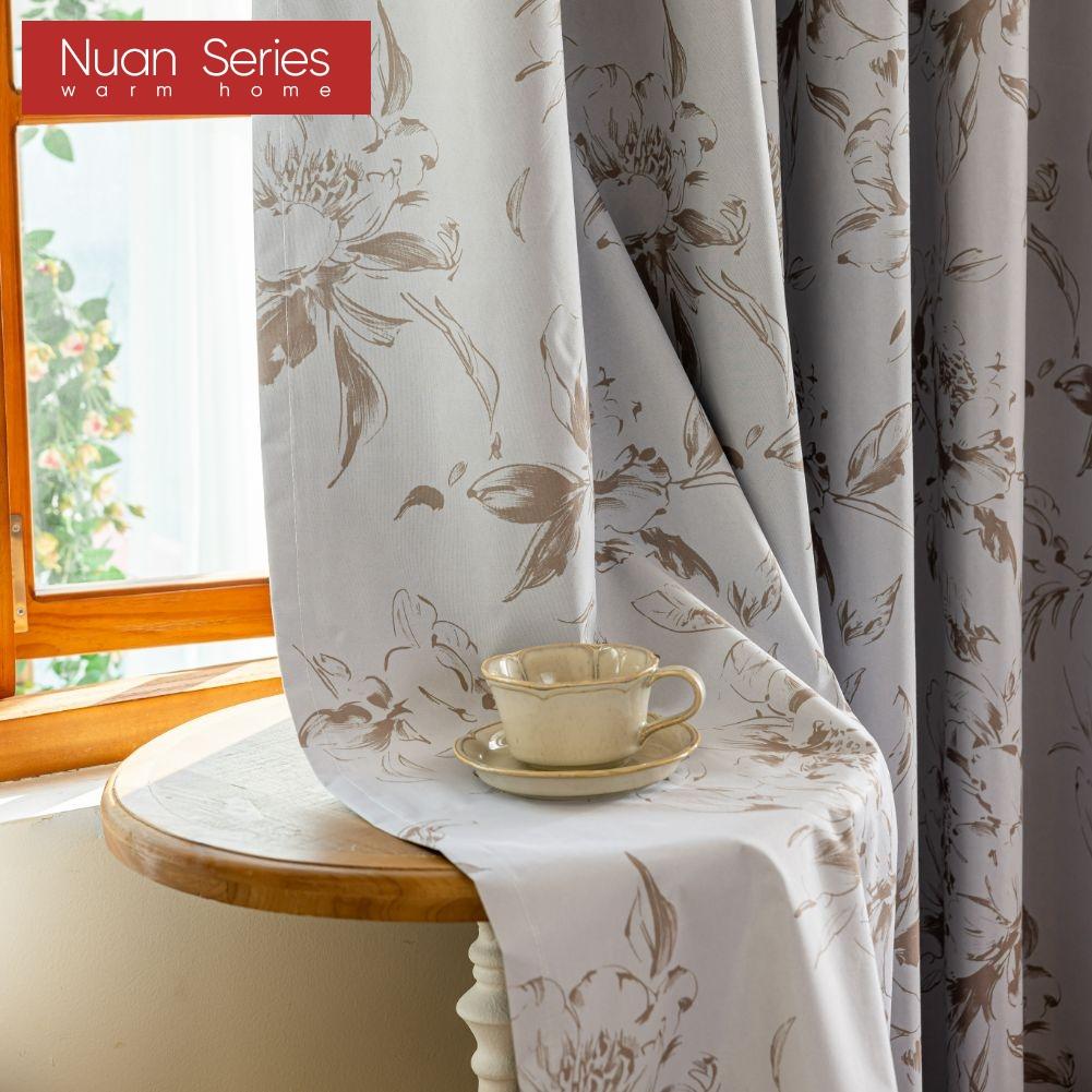 1PC Nuan Series French Retro Style Floral Printed Curtains 100% Fully Blackout Curtains for Bedroom Living Room Balcony Window for Home Decor