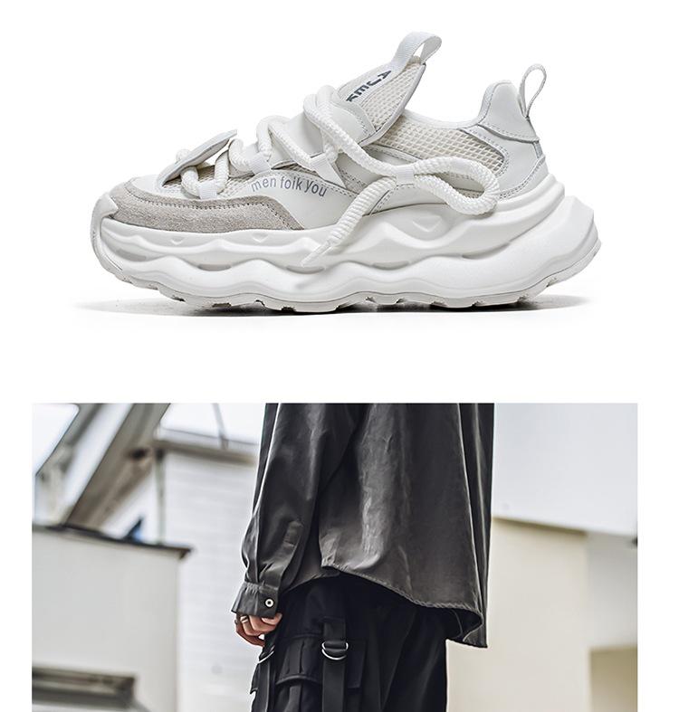 Men's 2024 Trendy Breathable Mesh Sneakers - Casual Sports, Thick Sole, Heightening Dad Shoes