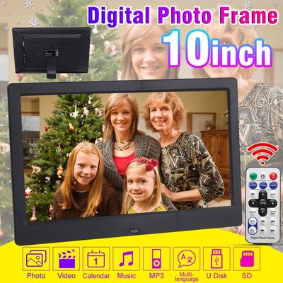 1024x600 10palcový HD IPS LCD digitální fotorámeček Audio Video Přehrávač Podpora SD USB MMC MS karta s dálkovým ovládáním