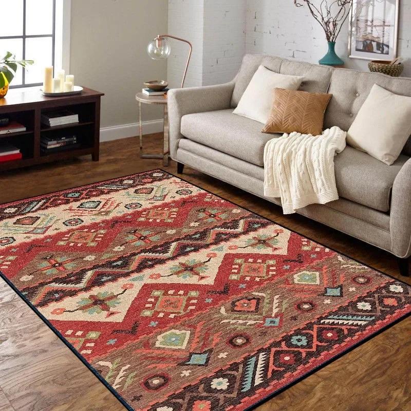 Vintage Style Morocco Luxury Living Room Carpet Ethnic Red Large Decoration Room Rug for Bedroom Soft Fluffy Lounge Floor Mat