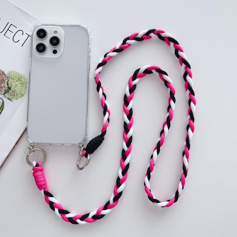 Crossbody Strap Neck Cord Case for Samsung Galaxy S24 S23 S22 Ultra S21 Plus S20 FE Note 20 Shockproof Braid Lanyard Clear Cover