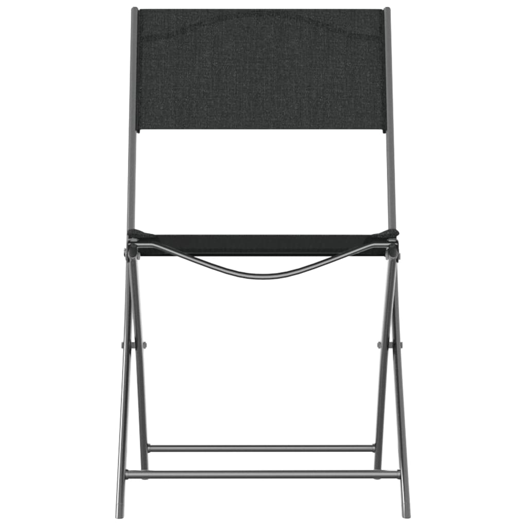 Vidaxl Folding Garden Chairs, 2 Pcs, Black, Steel And Textilene