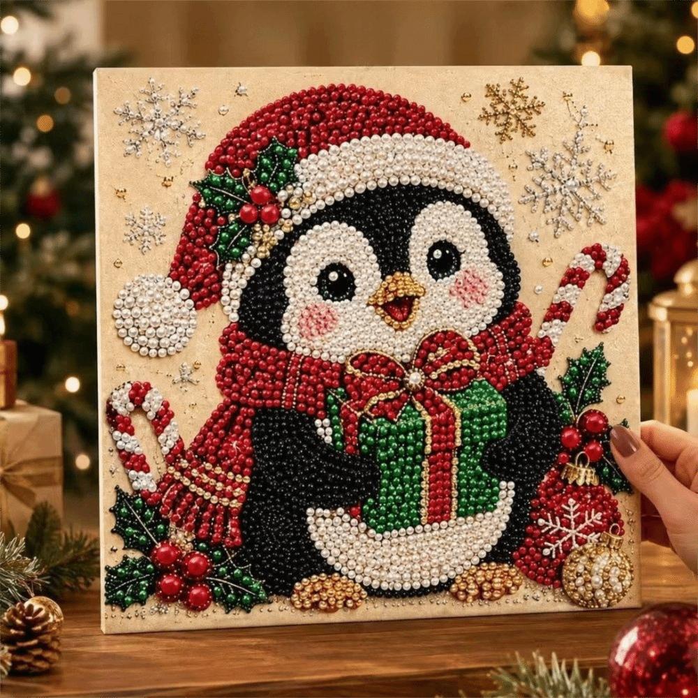2D Flat Christmas Craft Kit Wood Framed Living Room Wall Art DIY Painting Kit Home Decor