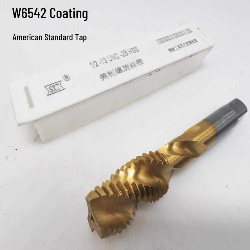 W6542 Titanium Plated Spiral Tap Coated HSS Machine Tap 4-40-1/2-20
