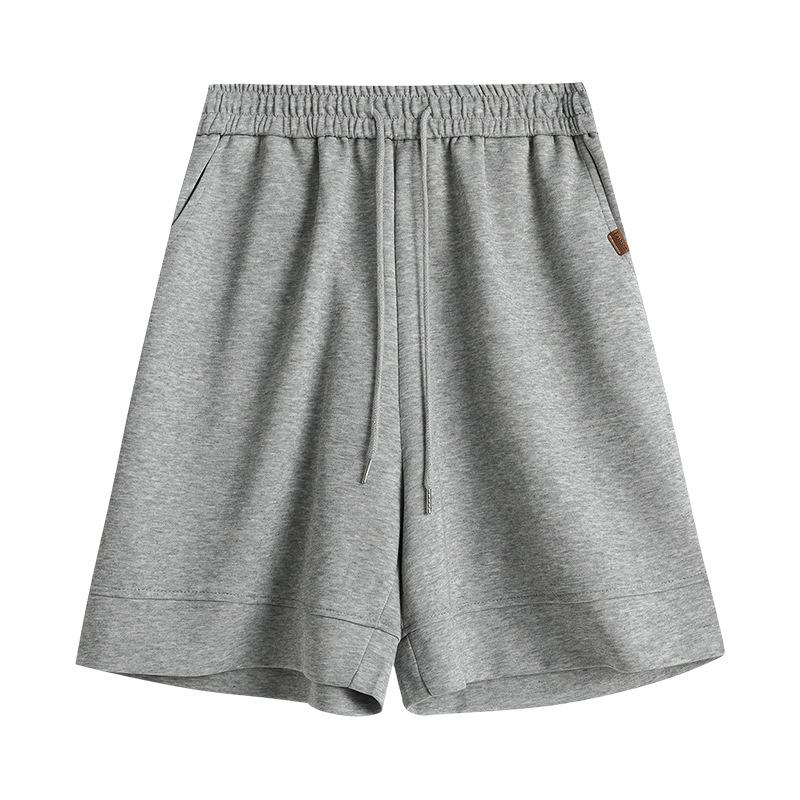 Sports Short Sweatpants Women's Loose Casual and Thin Drawstring Pockets Wide-leg Five-point Pants