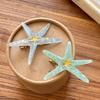 Girl Hairpin Dot Print Starfish Shape Hair Clip Anti-slip Teeth No Damage Hair Pin Summer Ocean Style Versatile Hair Accessory