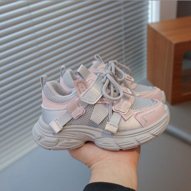 Spring Kids Sneakers Soft Sole Princess Shoes Lightweight White Shoes Fashion Dad Shoes Girls Outdoor Running Shoes