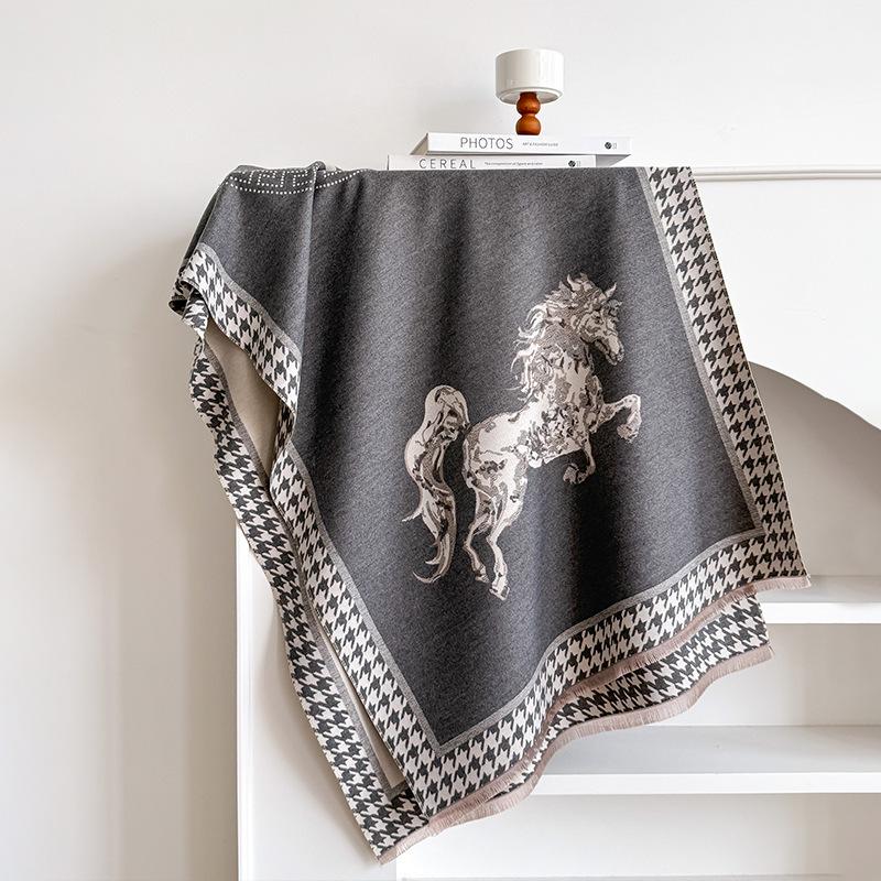 Elegant Zebra Striped Scarf Imitation Cashmere Soft Warm Versatile Shawl Coldproof Windproof Blanket Scarf For Autumn Winter