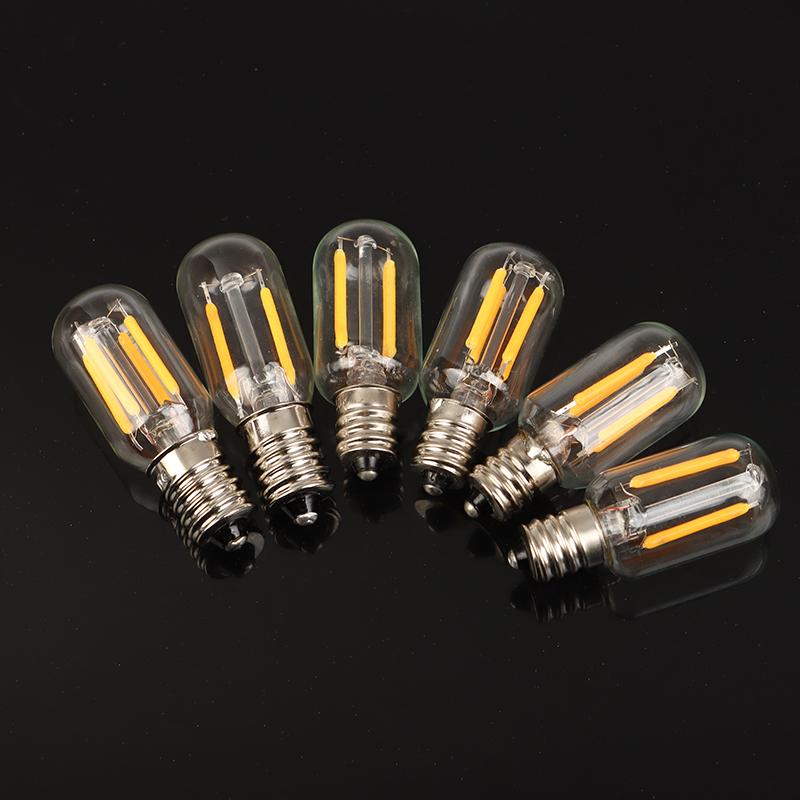 1 szt. Żarówka LED Vintage T20 1W 2W Ciepła Biała 2200K E12 E14 110V 220V Ściemnialna Żarówka Szklana Żarówka Rurkowa do Lodówki