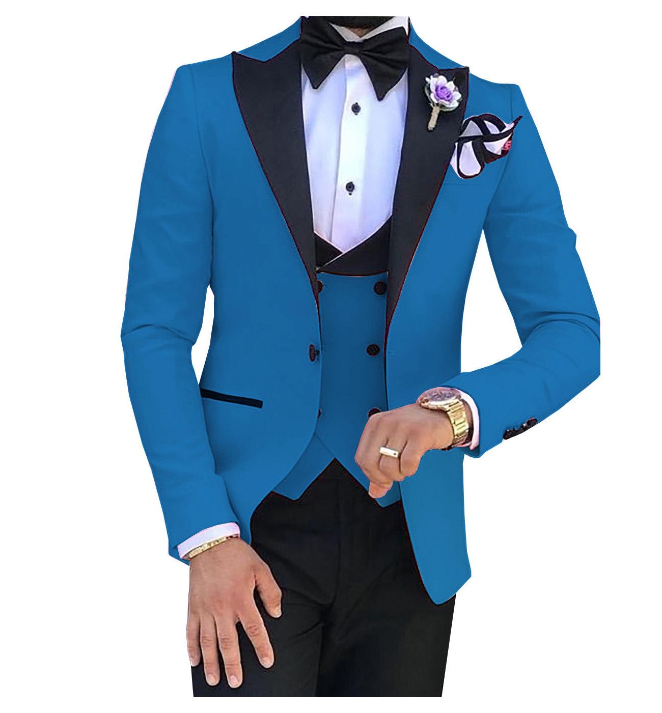 Men s Cross-Border Hot Selling Three-Piece Formal Banquet Suit XXL синий