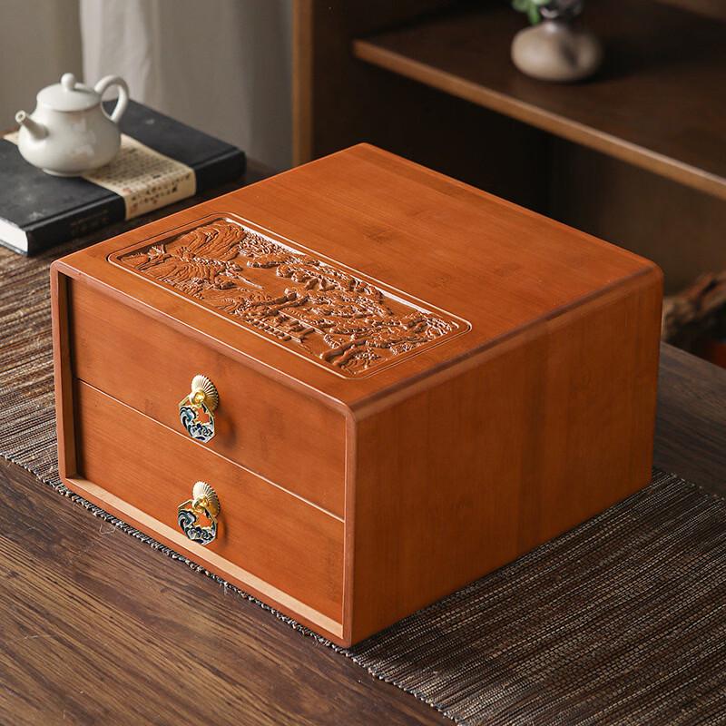Yipan Bamboo Double-Drawer Pu-erh Tea Cake Box