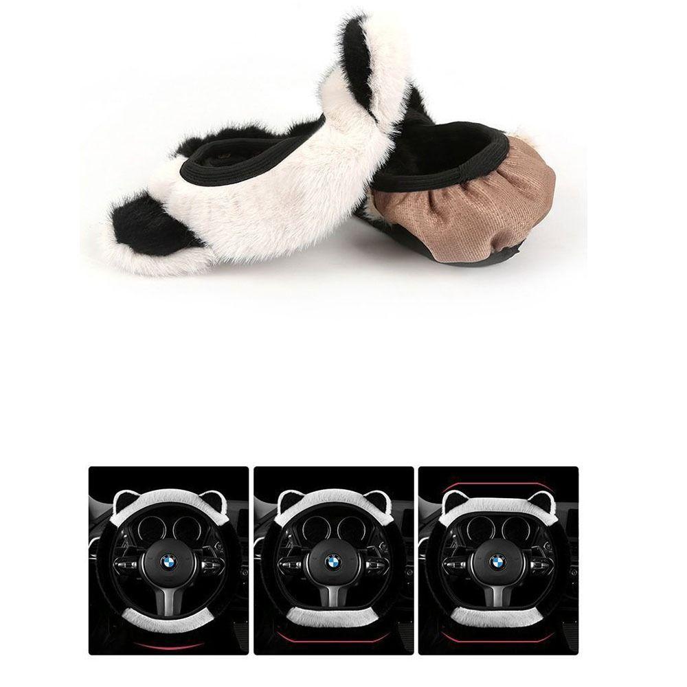 Non-slip Cat Ears Steering Wheel Cover Warm Steering-Wheel Case Plush Steering Cover Winter