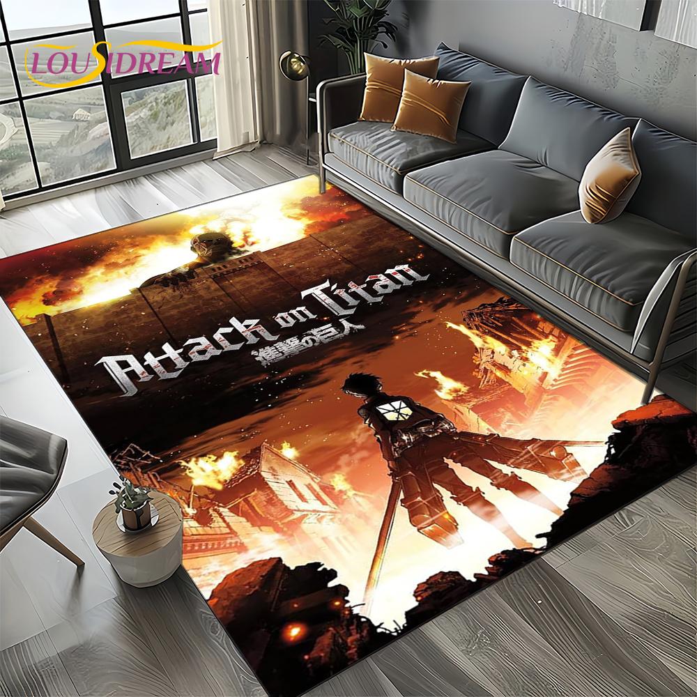 Attack on Titan Eren Anime Cartoon Carpet Rug for Bedroom Living Room Home Sofa Decoration,kids Play Decor Floor Mat Gift