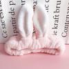 Custom Logo OMG Bowknot Wash Face Hairband Rabbit Cat Ear Cute Plush Lady Soft Women Elastic Hair Band Flannel Make up Headbands