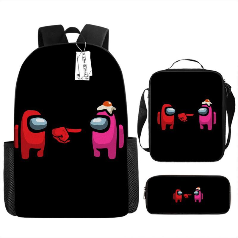Among Us Themed School Backpack Set Kids - 3PCS Shoulder Bag Pencil Case Oxford Fabric Breathable Waterproof
