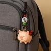 Weave Rope Carved Pig Dolls Pendant Beads Car Keyring Cute Wooden Pig Keychain Girl/Boy