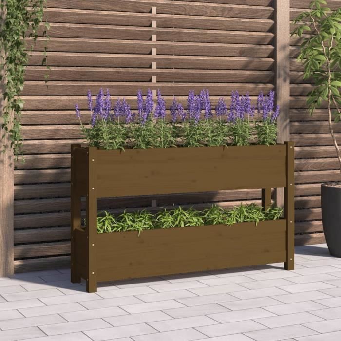 VidaXL Jardinière Marron miel 112x25x66 cm Bois massif de pin 823930