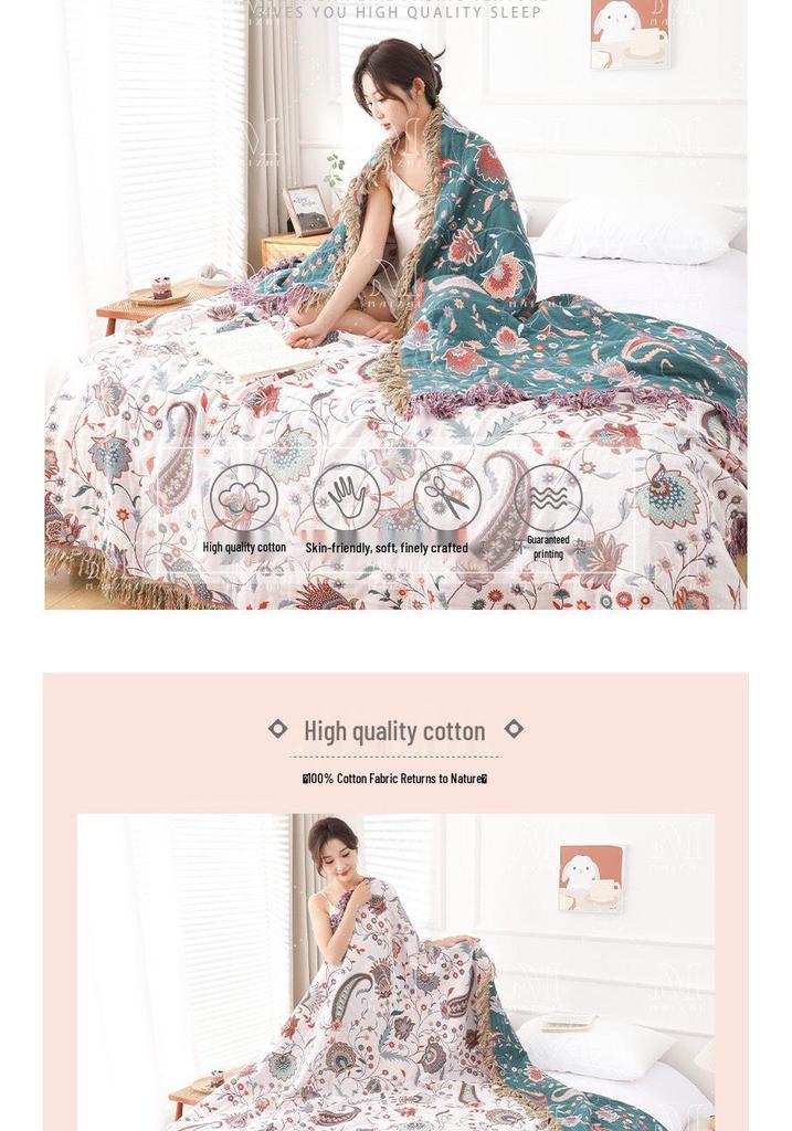 Pure Cotton Gauze Blanket - Four Seasons Nap & Air Conditioning Use