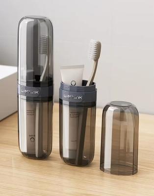 Portable Transparent Toiletries Set Storage Box for Travel, Including Travel Mouthwash Cup and Toothbrush Holder