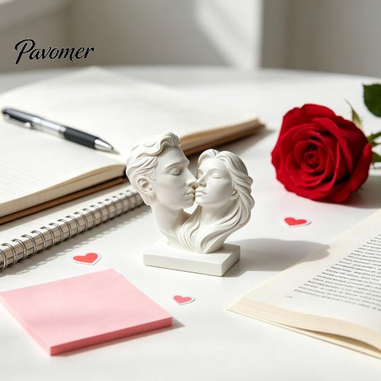 Couple Kissing Statue 3D Printed Hugging Statue, Modern Minimalist Art Sculpture Artistic Bust for Home Desk Shelf, Romantic Decor Ornament,
