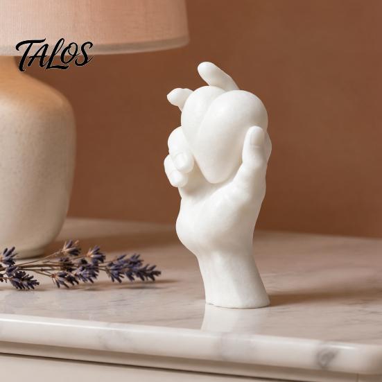 Decorazione Casa Bianco Nero Mano che Tiene Cuore Statuetta Stampata 3D, Scultura Minimalista Moderna per Scrivania, Centrotavola Romantico per