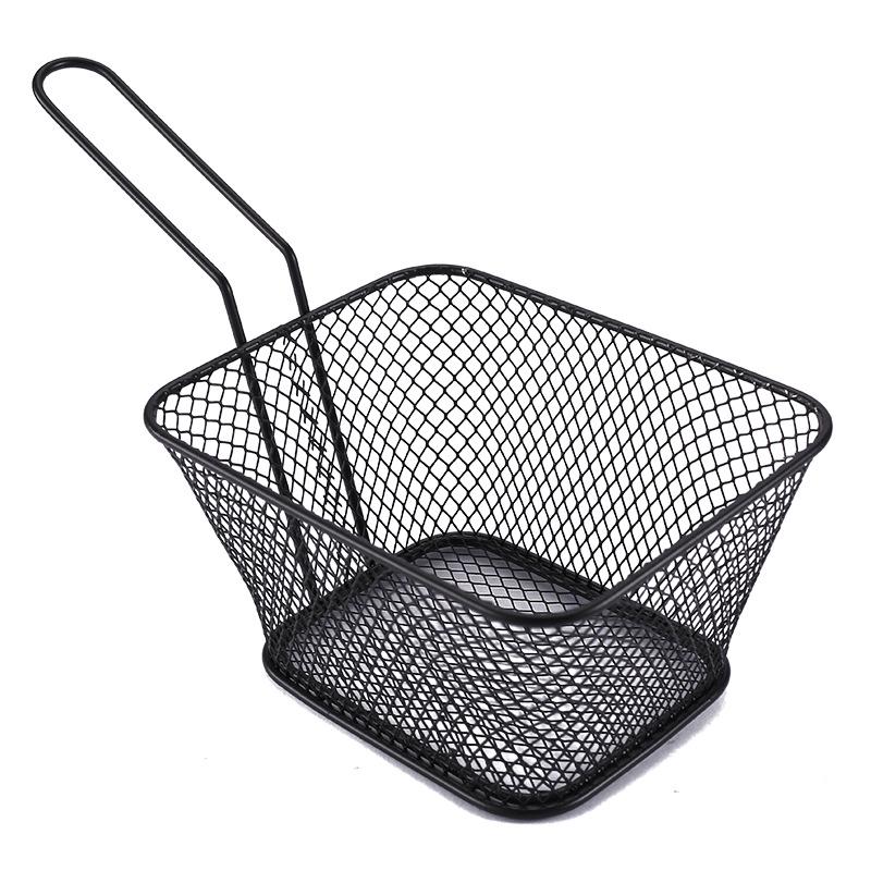Square Mini Stainless Steel Frying Basket with Hook - Multipurpose Kitchen and Barbecue Rack
