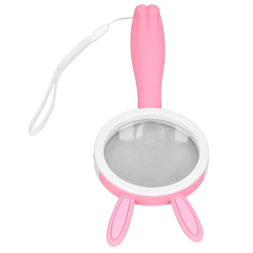 Magnifier Plastic Handle Cartoon Pink Rabbits Handheld HD ABS Comfortable Grip Reading Magnifying Glass