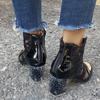 fashion Rimocy Sexy Black Mesh Embroider Ankle Boots for Women Summer 2024 Crystal Square Heels Boots Woman white Lace Short Botas mujer
