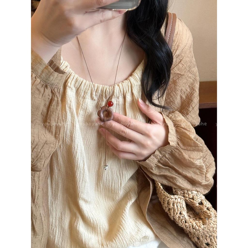 Retro Chinese Acorn Flower Beaded Pendant Necklace: Ethnic Style Sweater Chain for Women