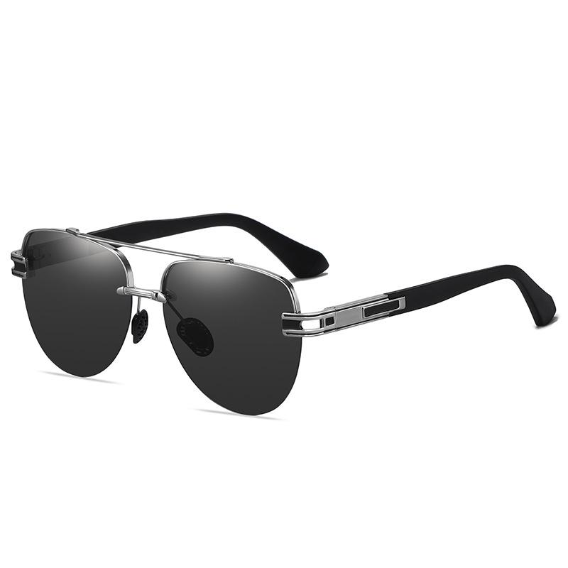 aoron Polarized Men's Large Frame Borderless Sunglasses Fashion Metal Sunglasses Glasses
