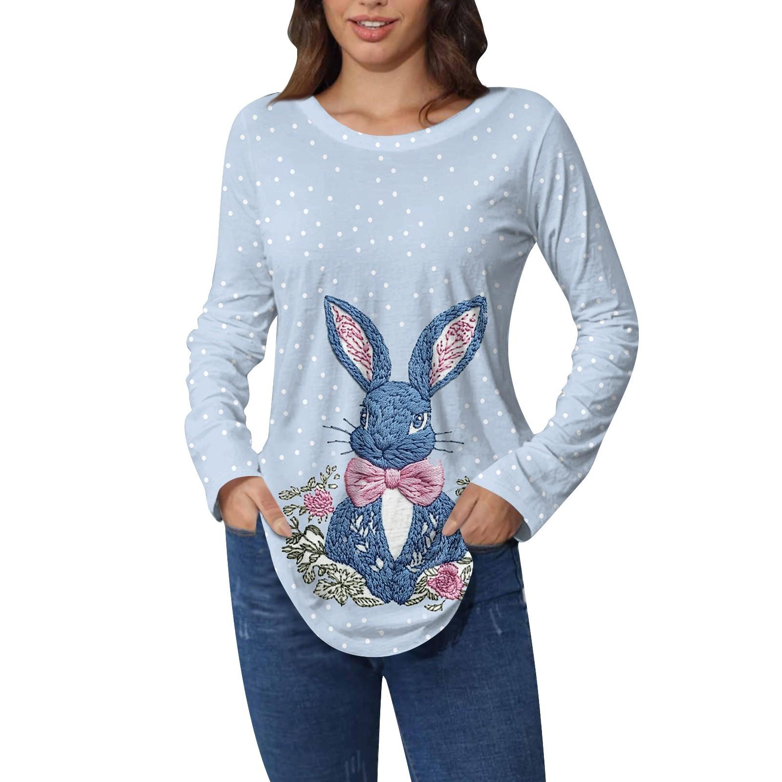 

Пасхальные рубашки для женщин Милая футболка с принтом в виде сердца с длинным рукавом Туника Топы из хлопка Пуловеры XXL