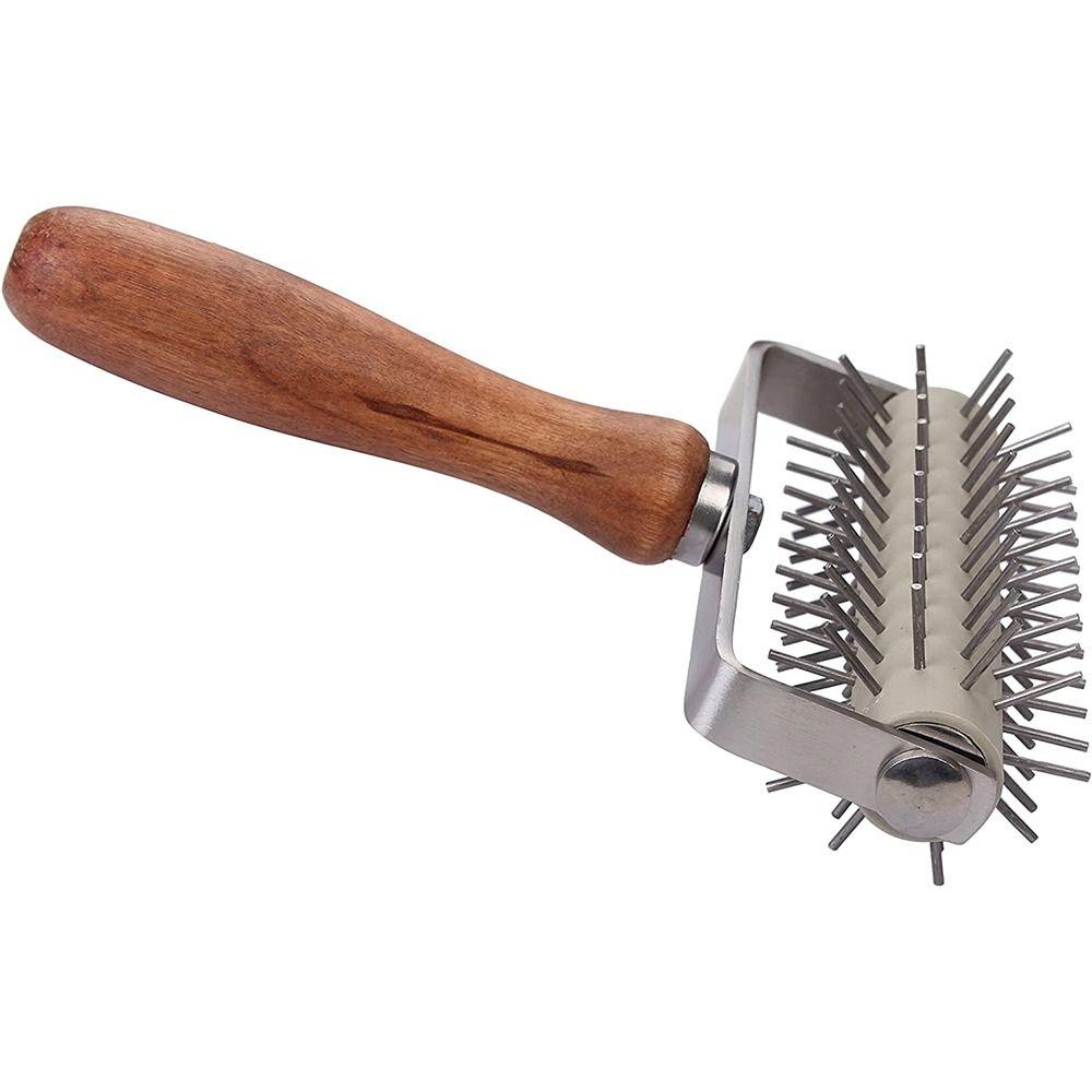 Buy Pastry Pie Homemade Wooden Handle Baking Tool Pizza Docker Dough Roller Wheel at affordable