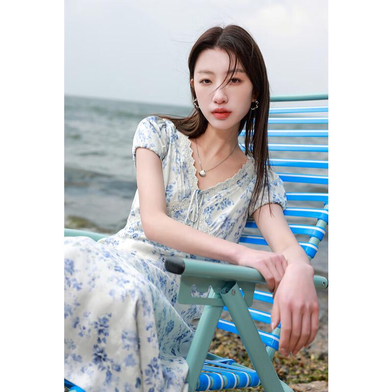 

Sancai 2025 Summer Plus Size Lace V-Neck Floral Jacquard A-Line Dress 3XL