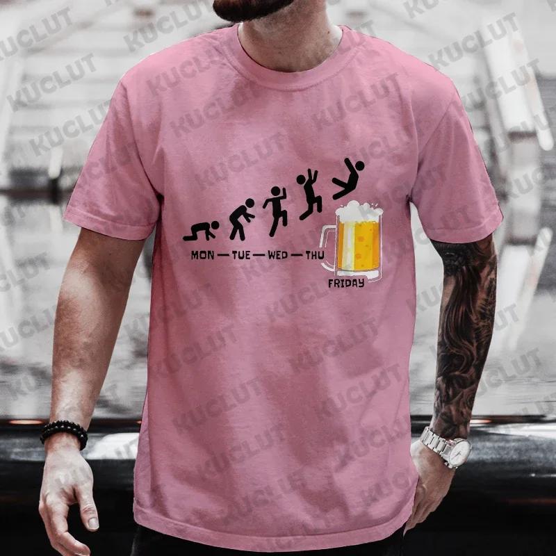 Men T-shirts Happy Friday Beer Funny Graphic T Shirts Weekend Drinking Lover Party Tees Y2k Male Oversized Clothes Streetwear