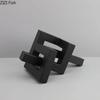 Black Geometric Metal Statue Abstract Artwork Desk Decoration Ornaments Modern Geometric Sculpture Room Aesthetics Decor