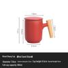 Changbaosen Ceramic Tea Mug with Infuser and Wooden Handle