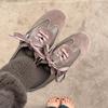 Wildleder Retro Schnürung Lässige Flache Schuhe Damen Komfort Flach Frühling Herbst Schuhwerk Weiblich Weiches Leder Ballett Sneaker Damen