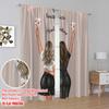 2pcs,2D Plane Printing Minimalist Curtains Birthday Soulmates Polyester Fabric (without Rod) Decorations For Home Use for